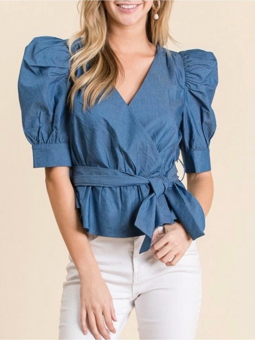 Zara Puff-Sleeve Boho Wrap Top
